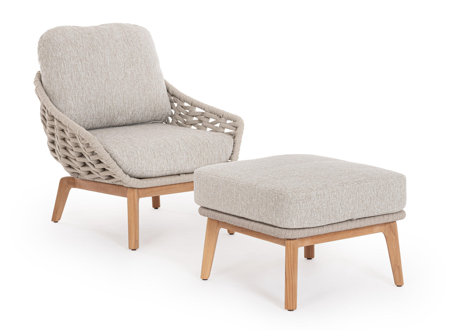 Bizzotto Tamires Beige / Teak Loungesessel