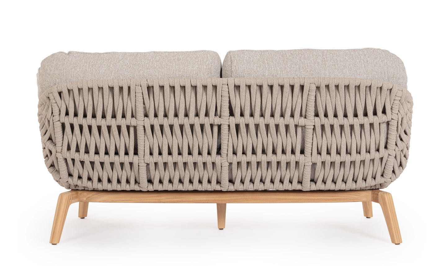 Bizzotto Tamires Beige / Teak Lounge Sofa 2-seater