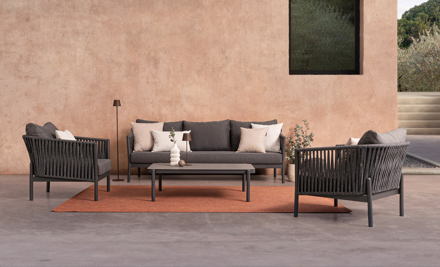 Bizzotto Florencia Anthrazit Loungeset 4-teilig