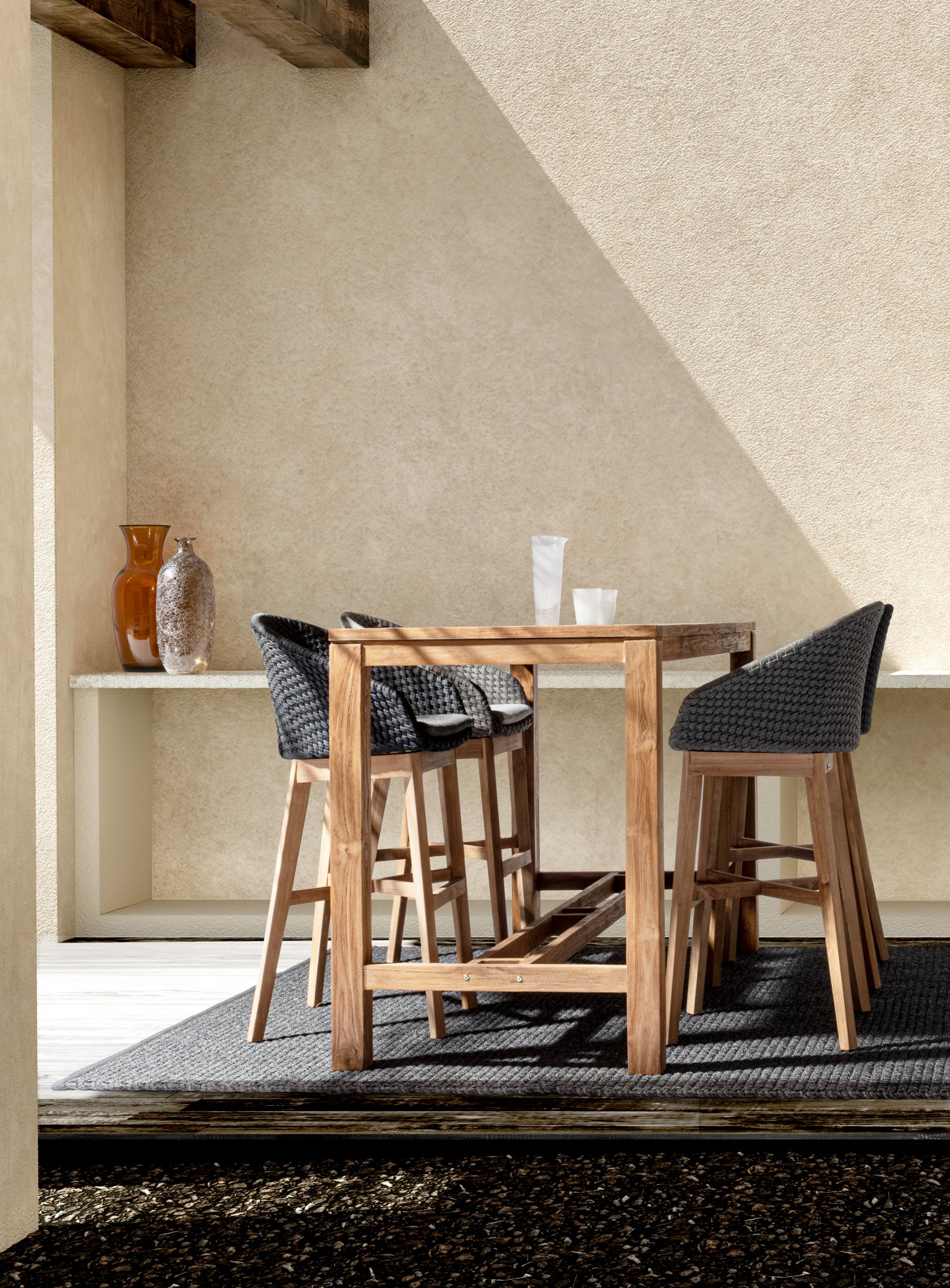 Bizzotto Coachella Anthracite / Teak Bar Stool (incl. cushion)