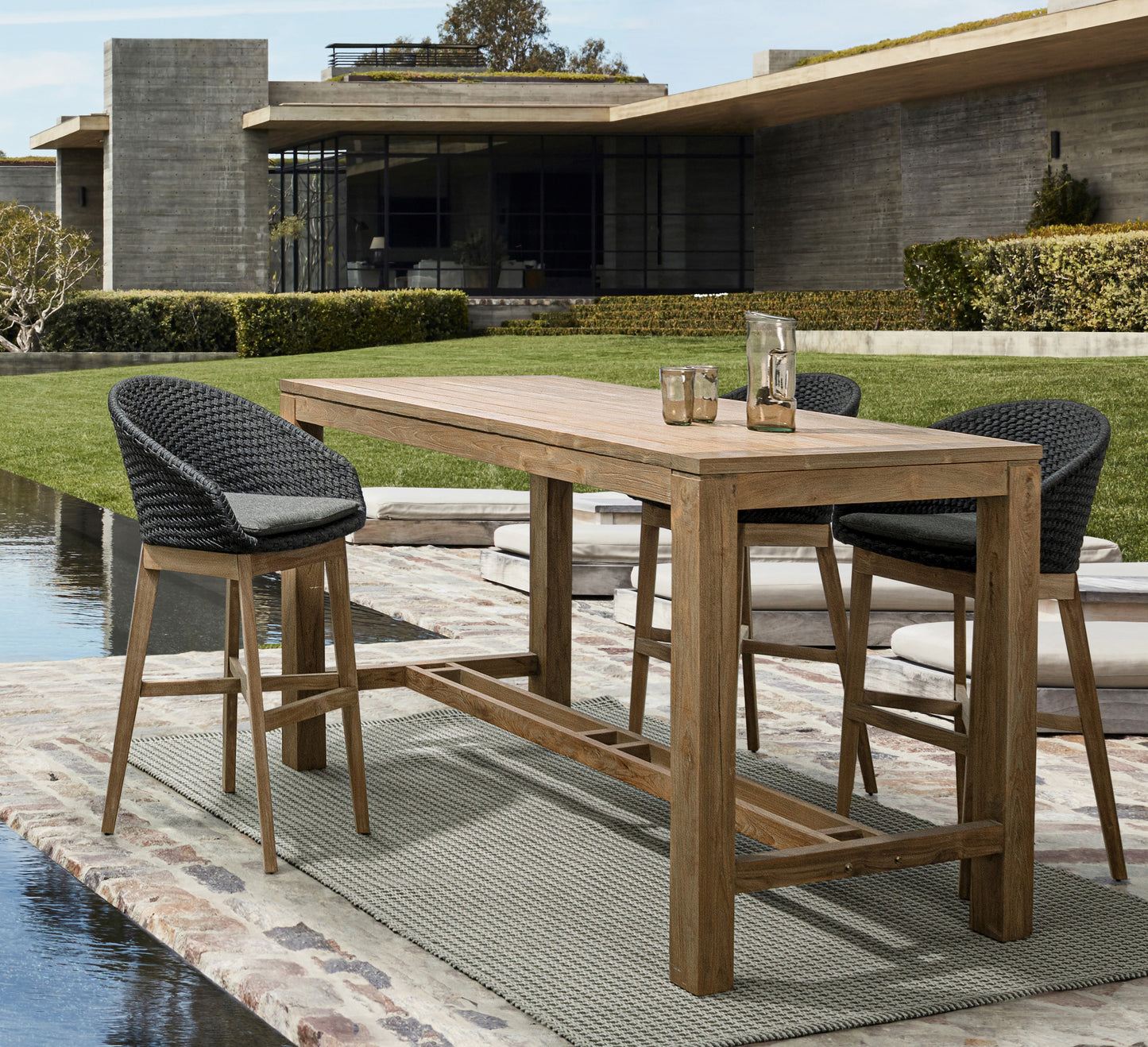 Bizzotto Coachella Anthracite / Teak Bar Stool (incl. cushion)