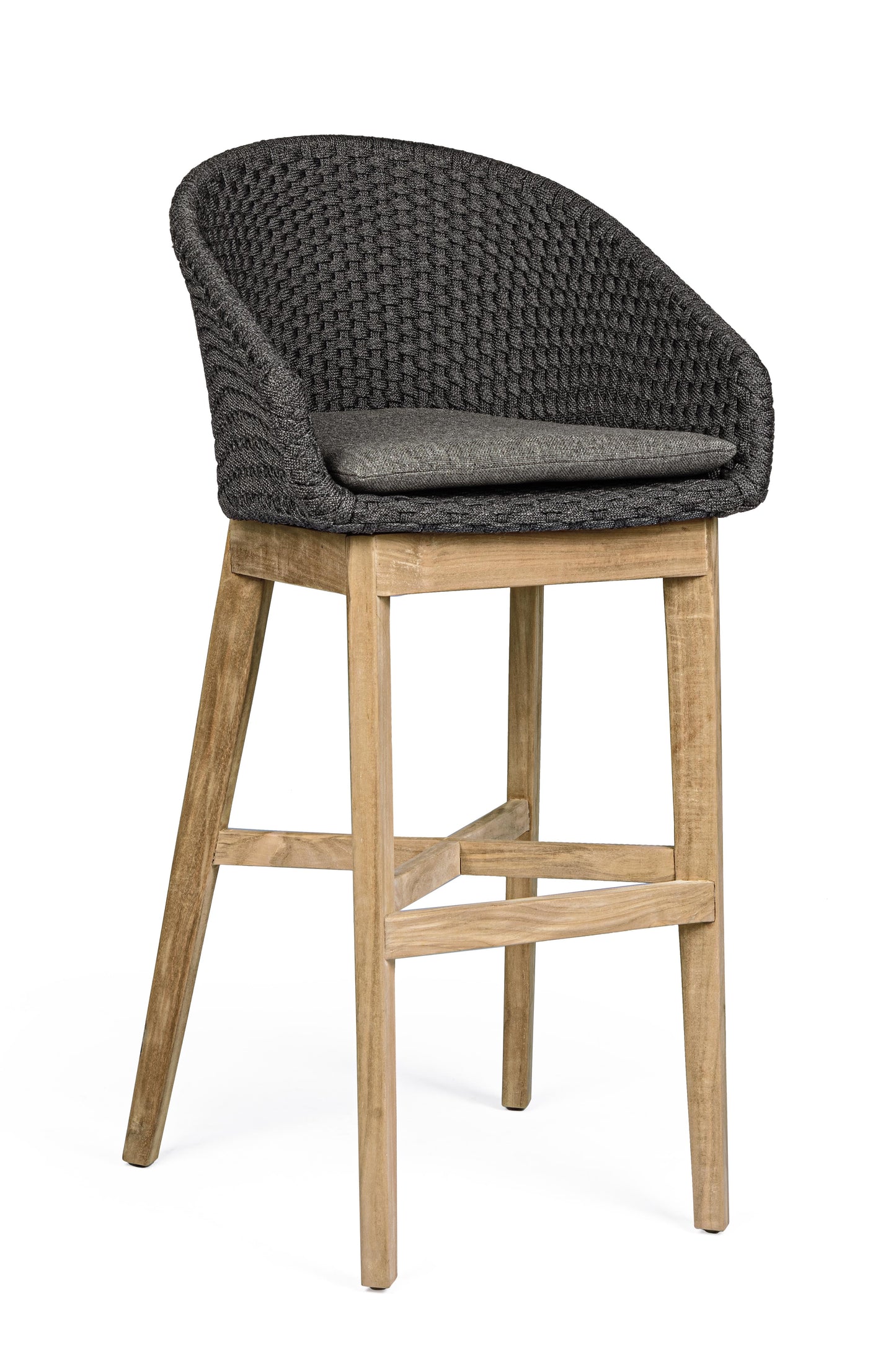 Bizzotto Coachella Anthracite / Teak Bar Stool (incl. cushion)