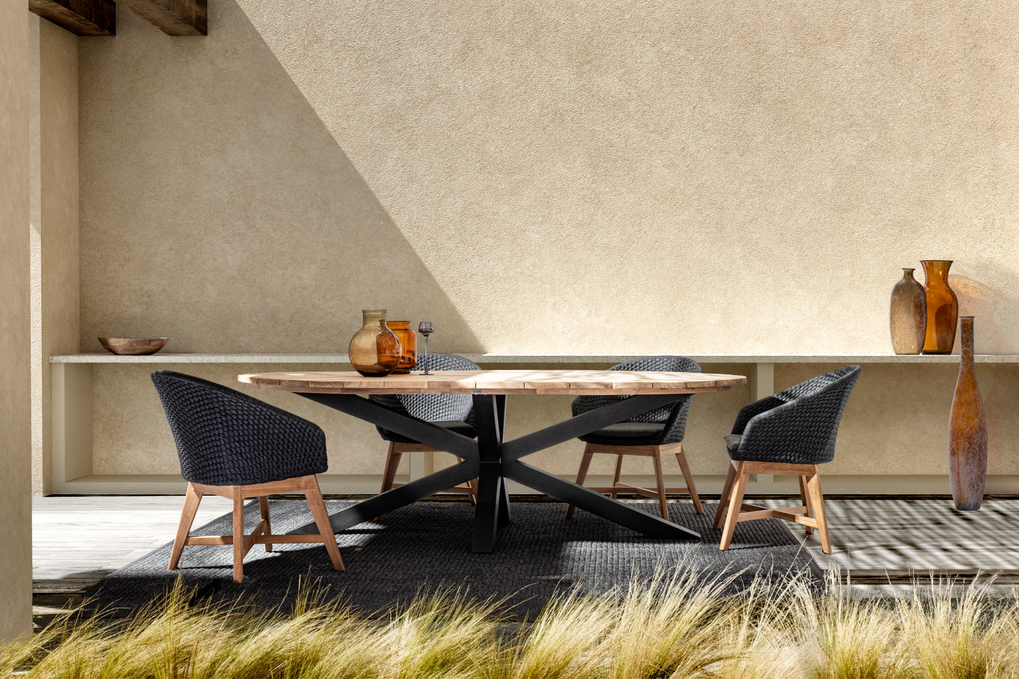 Bizzotto Palmdale Carbon Oval Garden Table 240 x 110 cm