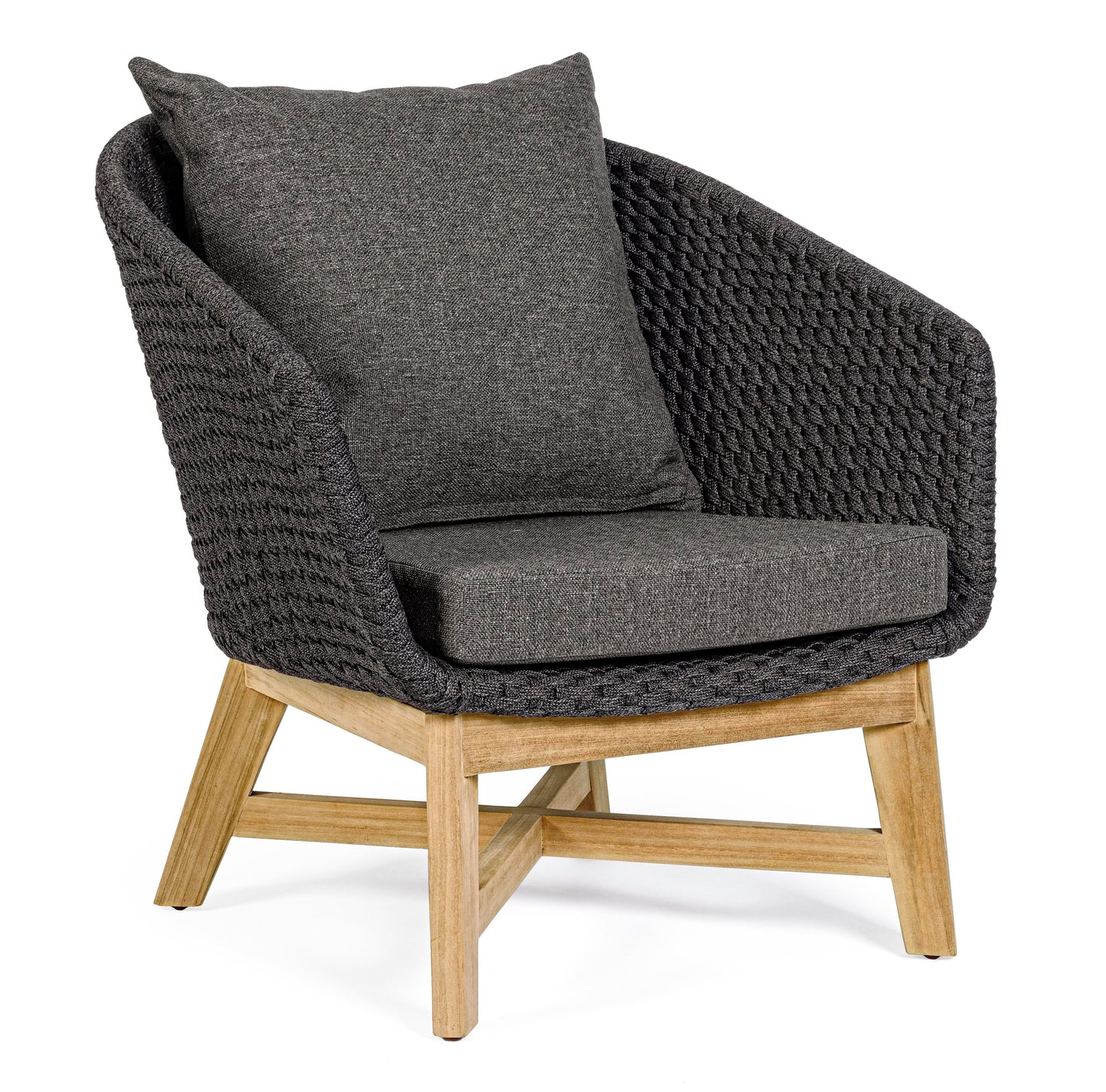 Bizzotto Coachella Anthrazit / Teak Loungesessel