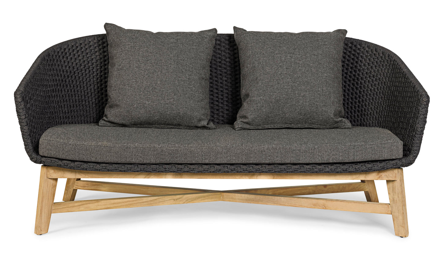 Bizzotto Coachella Anthracite / Teak Lounge Sofa 2-seater