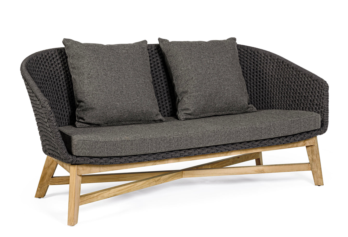 Bizzotto Coachella Anthracite / Teak Lounge Sofa 2-seater