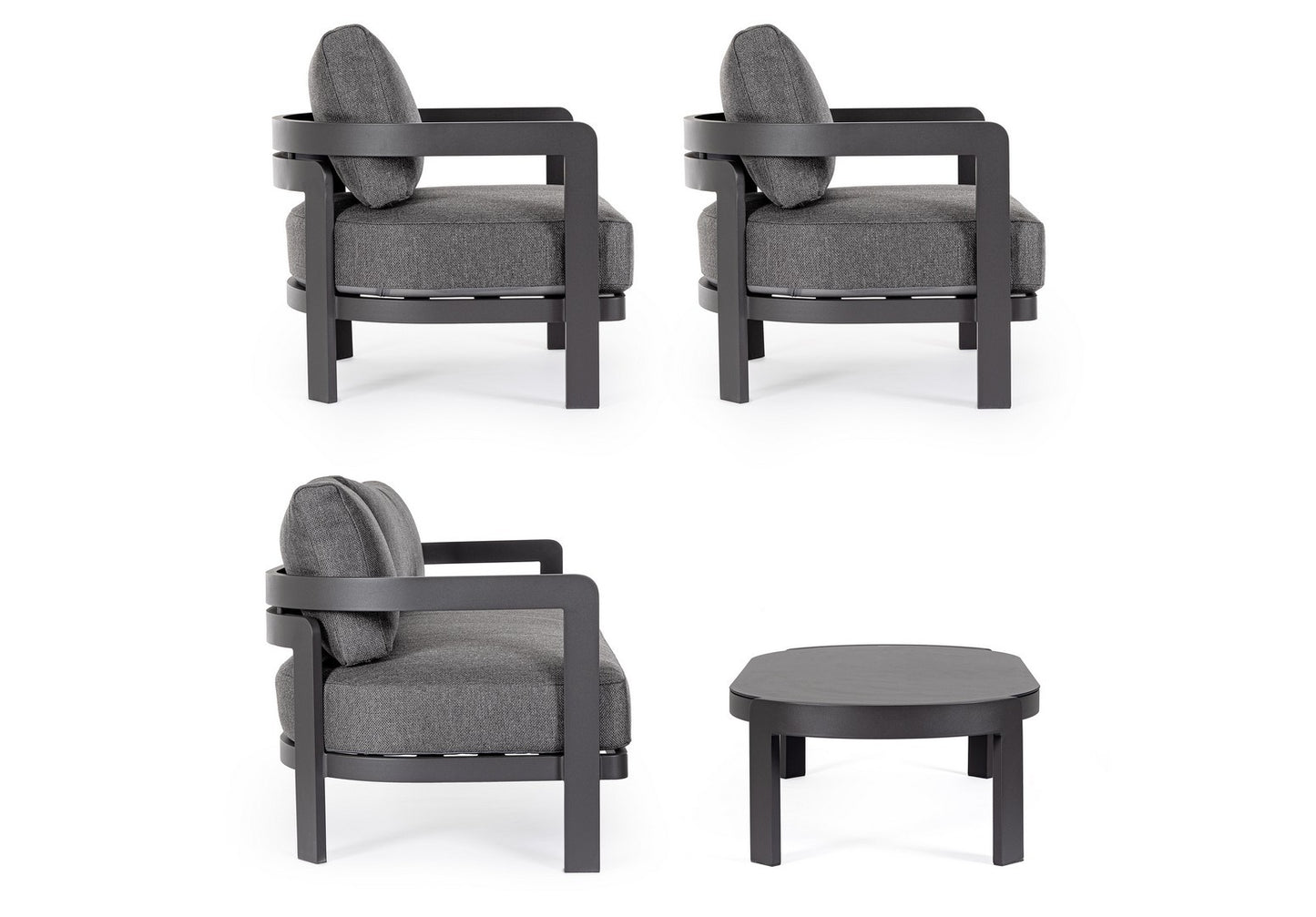 Bizzotto Loungeset Presley 'Anthrazit' 4-teilig