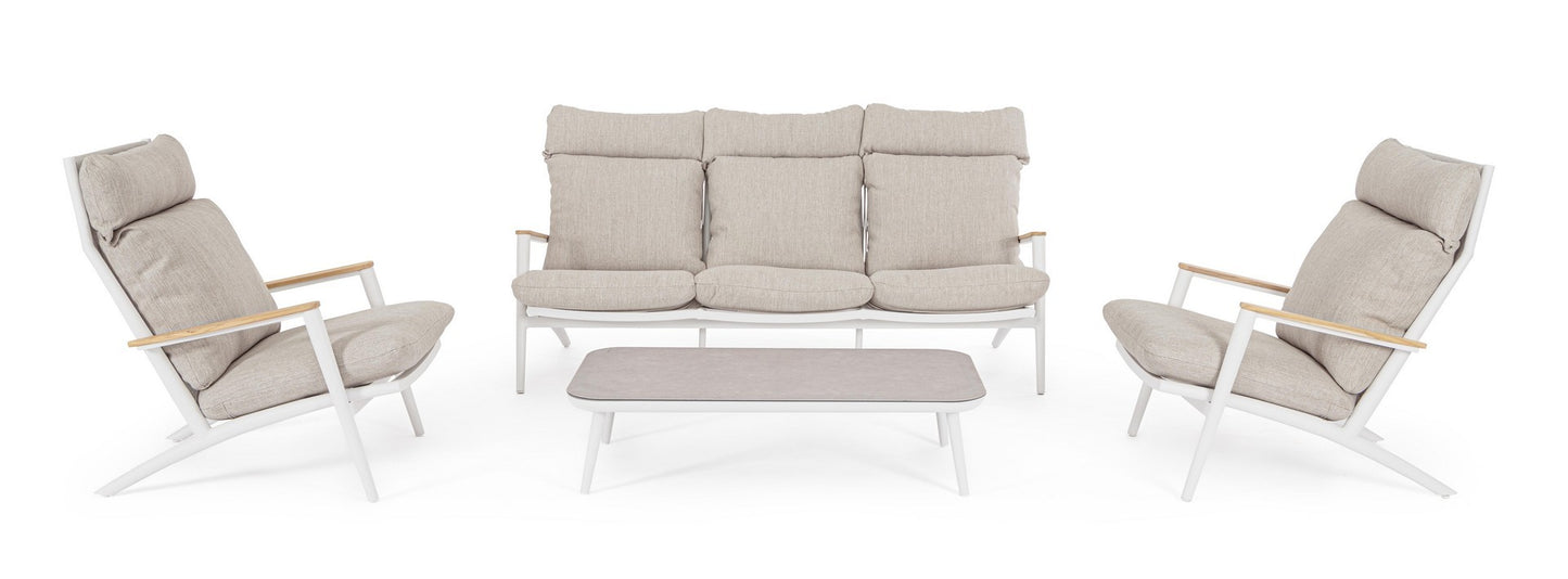 Bizzotto Loungeset Ibisco 'Weiß/Natur' 4-teilig