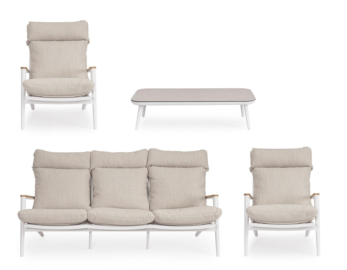 Bizzotto Loungeset Ibisco 'Weiß/Natur' 4-teilig