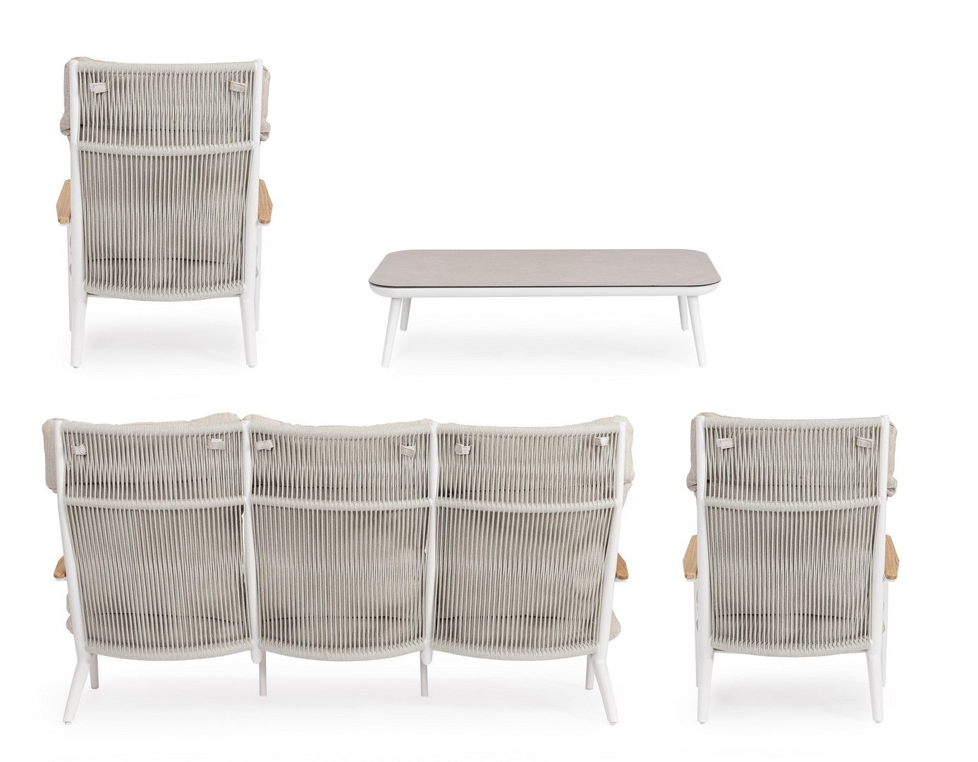 Bizzotto Loungeset Ibisco 'Weiß/Natur' 4-teilig