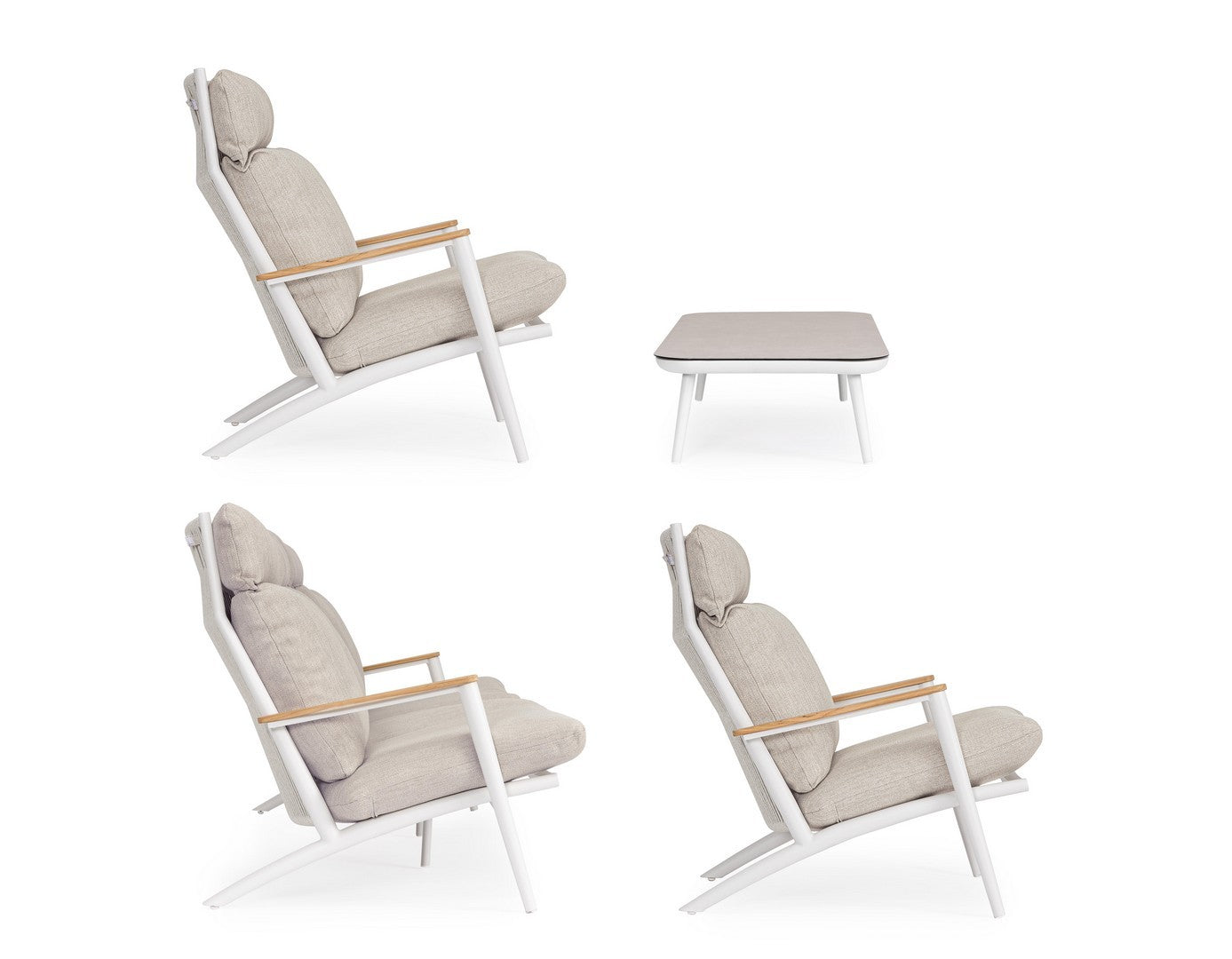 Bizzotto Loungeset Ibisco 'Weiß/Natur' 4-teilig