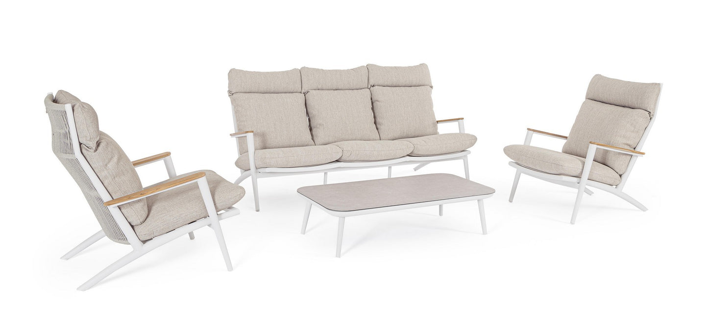 Bizzotto Loungeset Ibisco 'Weiß/Natur' 4-teilig