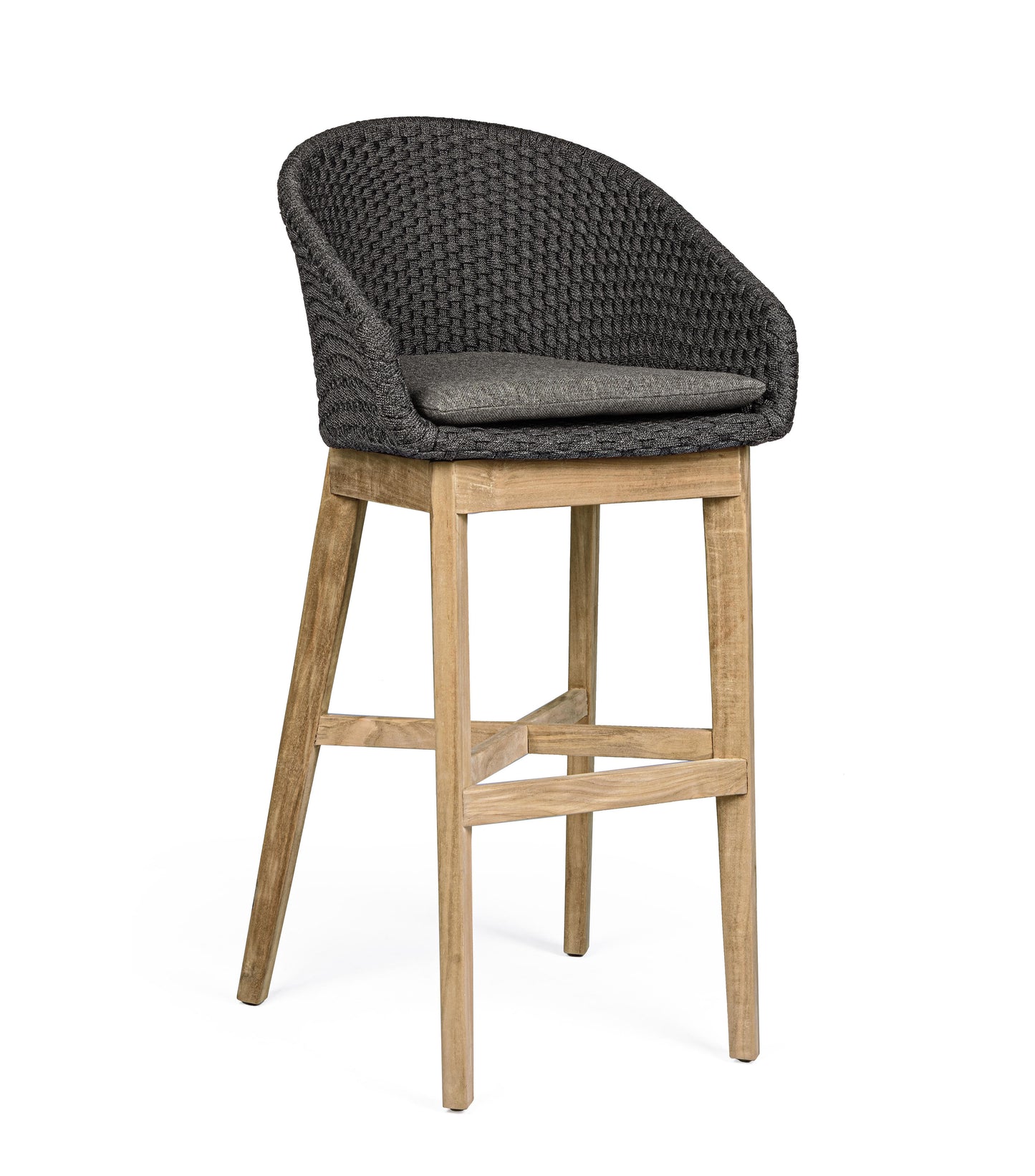 Bizzotto Coachella Anthracite / Teak Bar Stool (incl. cushion)