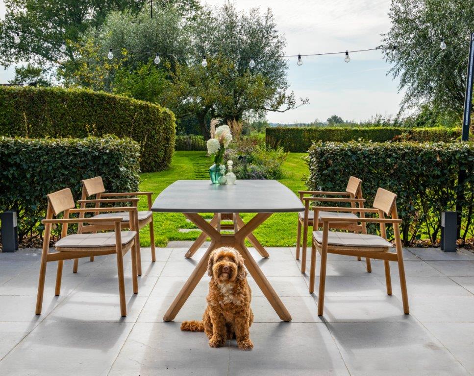 Traditional Teak Carmen Ceramic Garden Table 220 x 102 cm