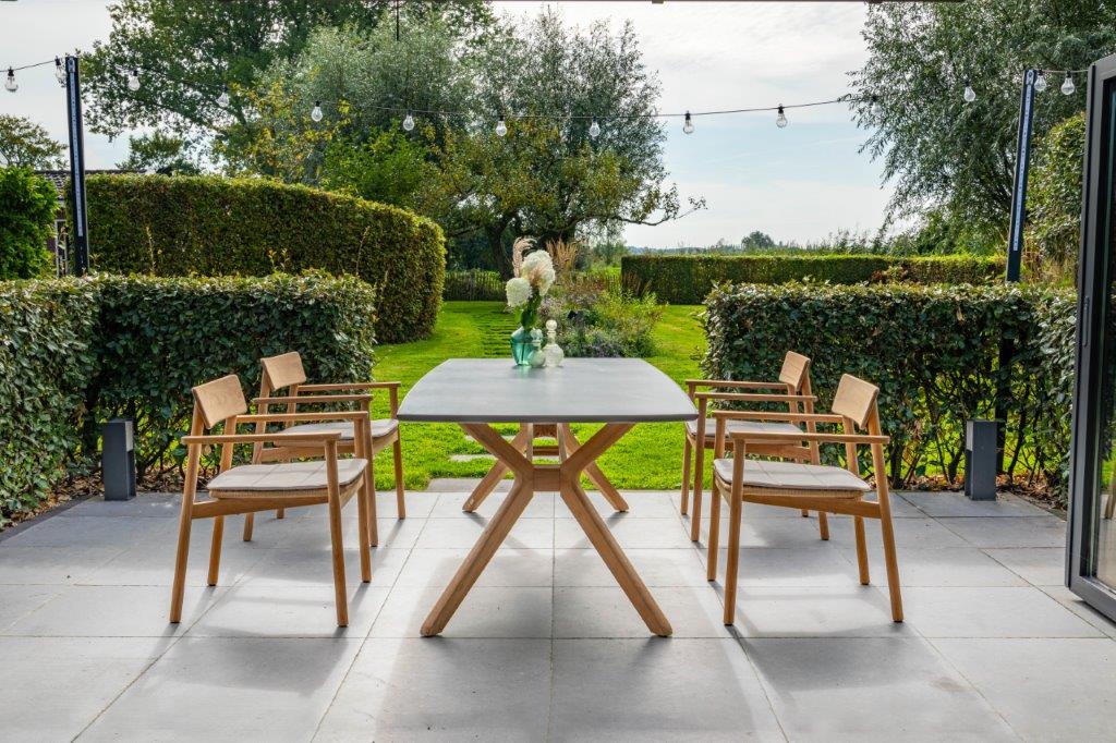 Traditional Teak Carmen Ceramic Garden Table 220 x 102 cm