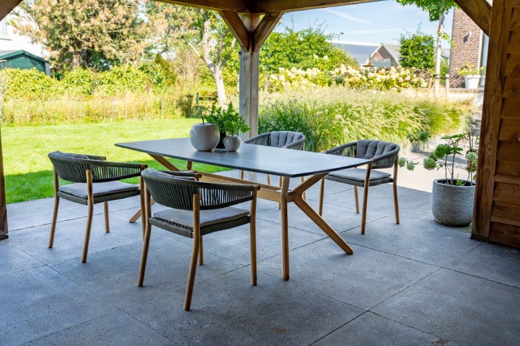 Traditional Teak Carmen Ceramic Garden Table 220 x 102 cm
