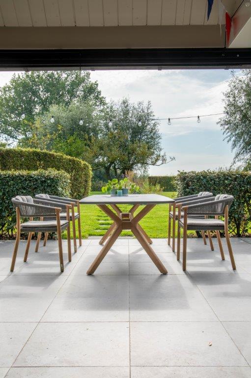 Traditional Teak Carmen Ceramic Garden Table 220 x 102 cm