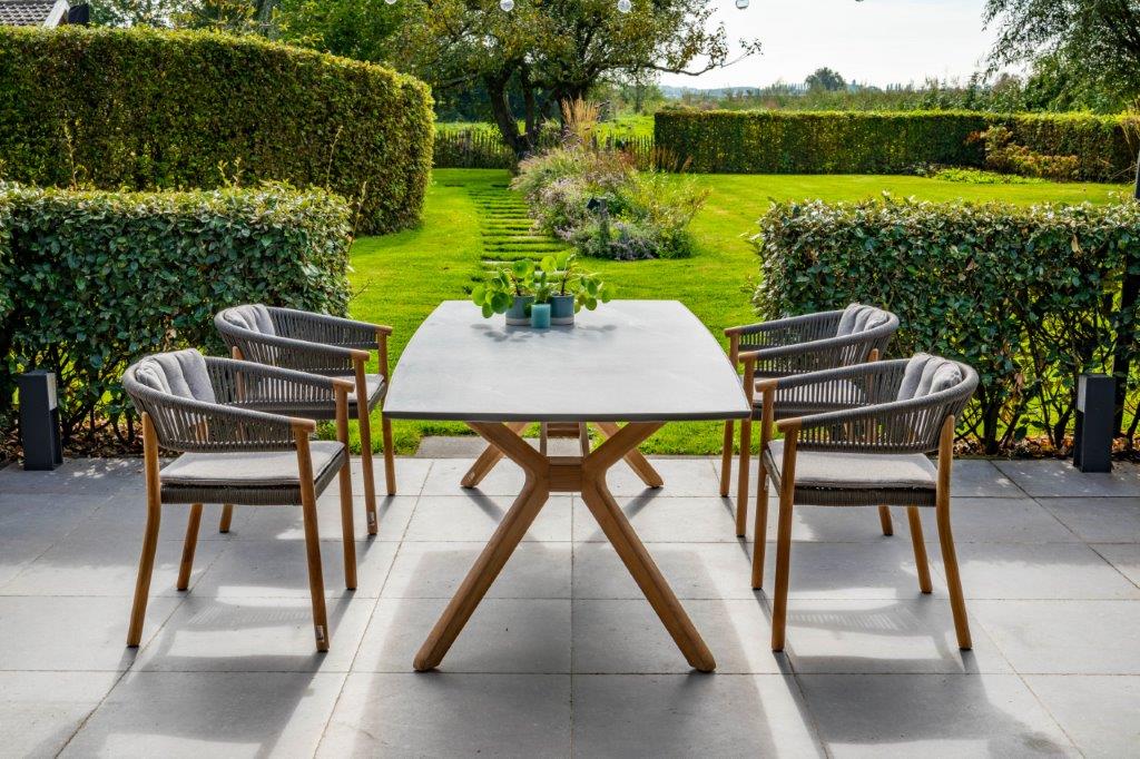 Traditional Teak Carmen Ceramic Garden Table 220 x 102 cm