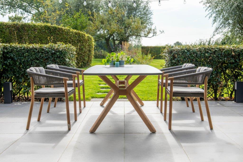 Traditional Teak Carmen Ceramic Garden Table 220 x 102 cm
