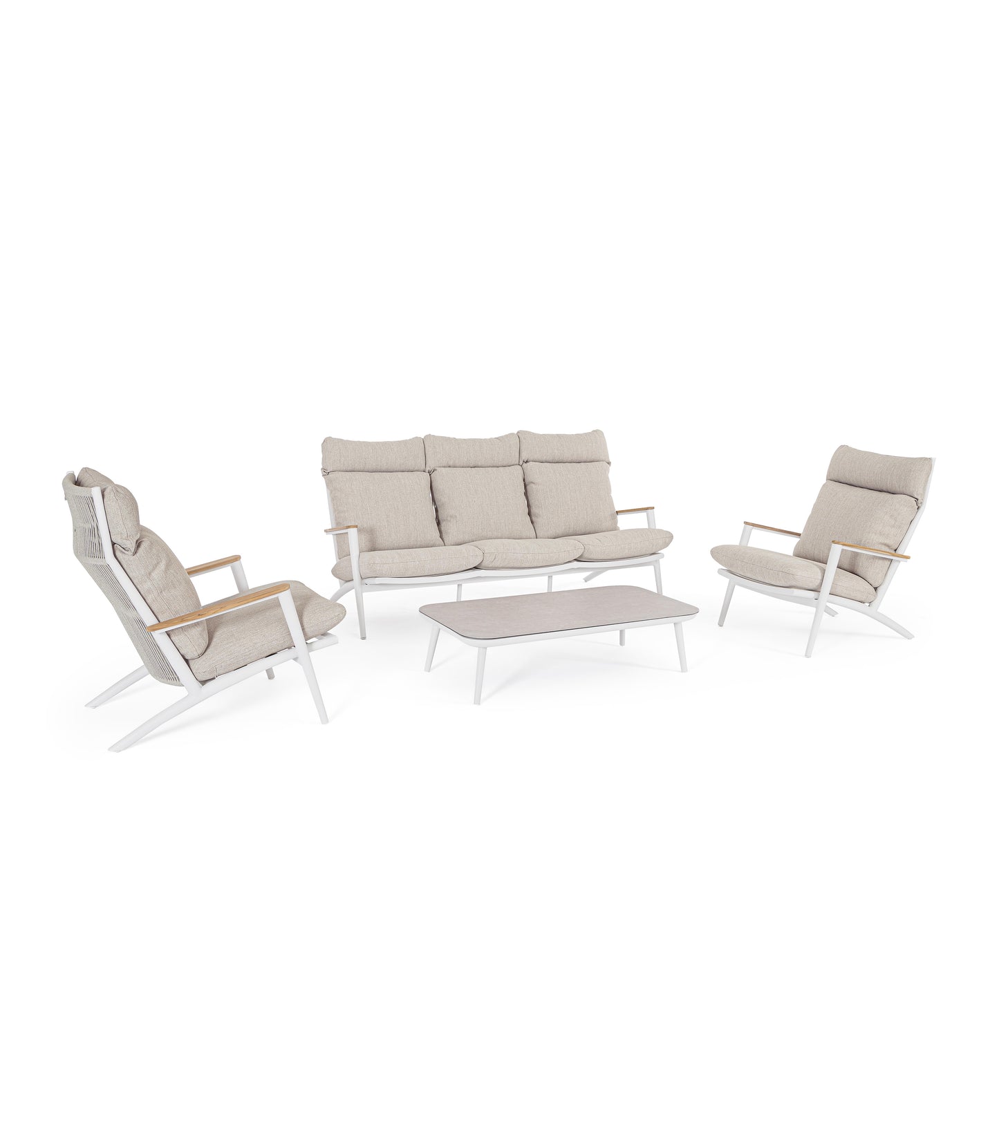 Bizzotto Loungeset Ibisco 'Weiß/Natur' 4-teilig