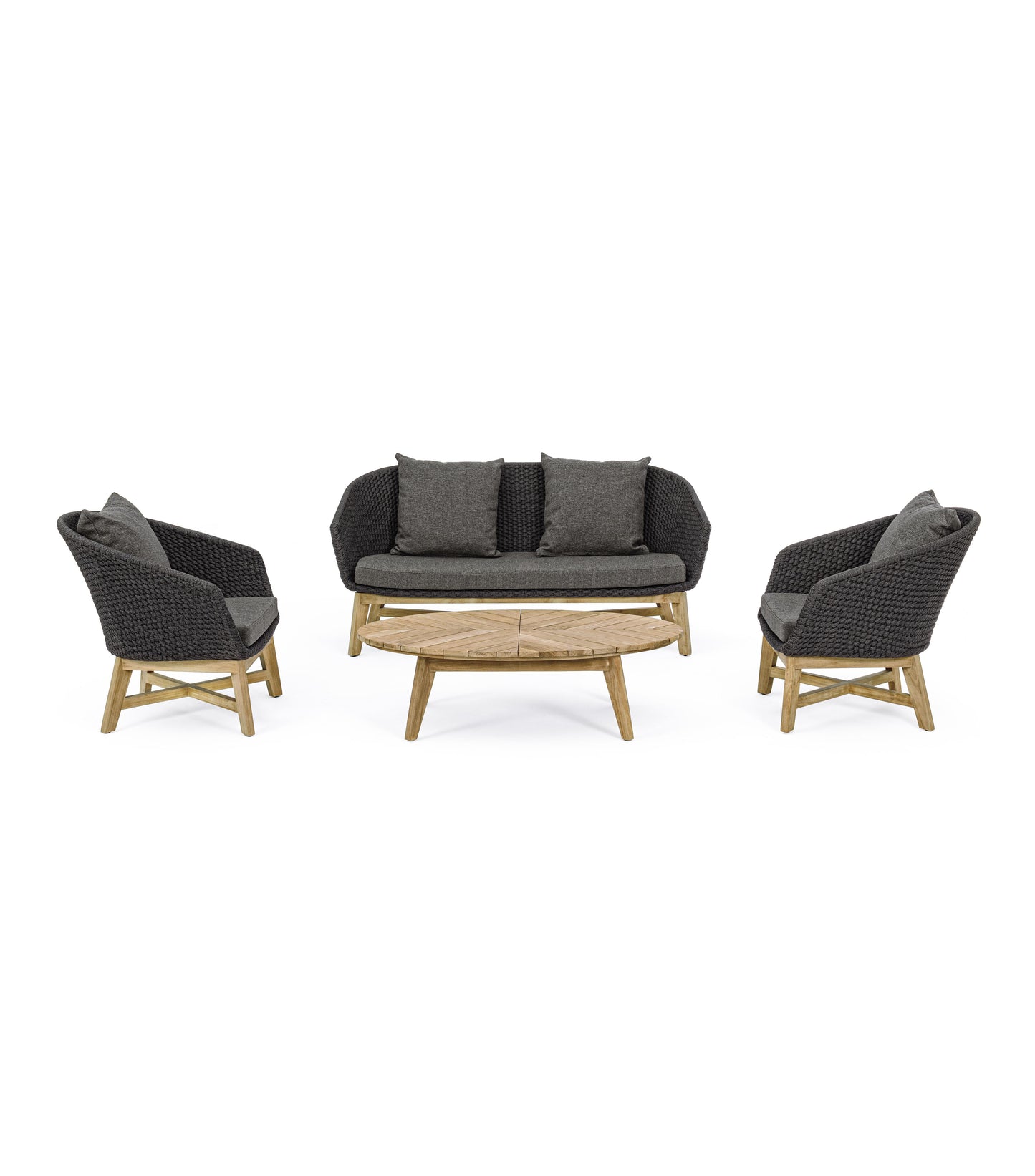 Bizzotto Coachella Anthracite / Teak Lounge set 4-piece