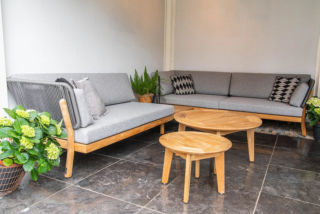 Traditional Teak Marcella Lounge Sofa 2-seater arm right