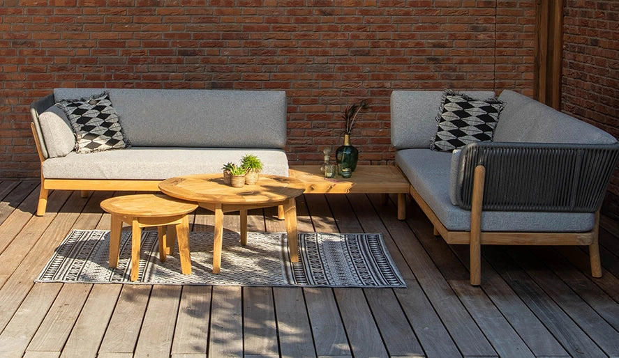 Traditional Teak Marcella Lounge Sofa 2-seater arm right