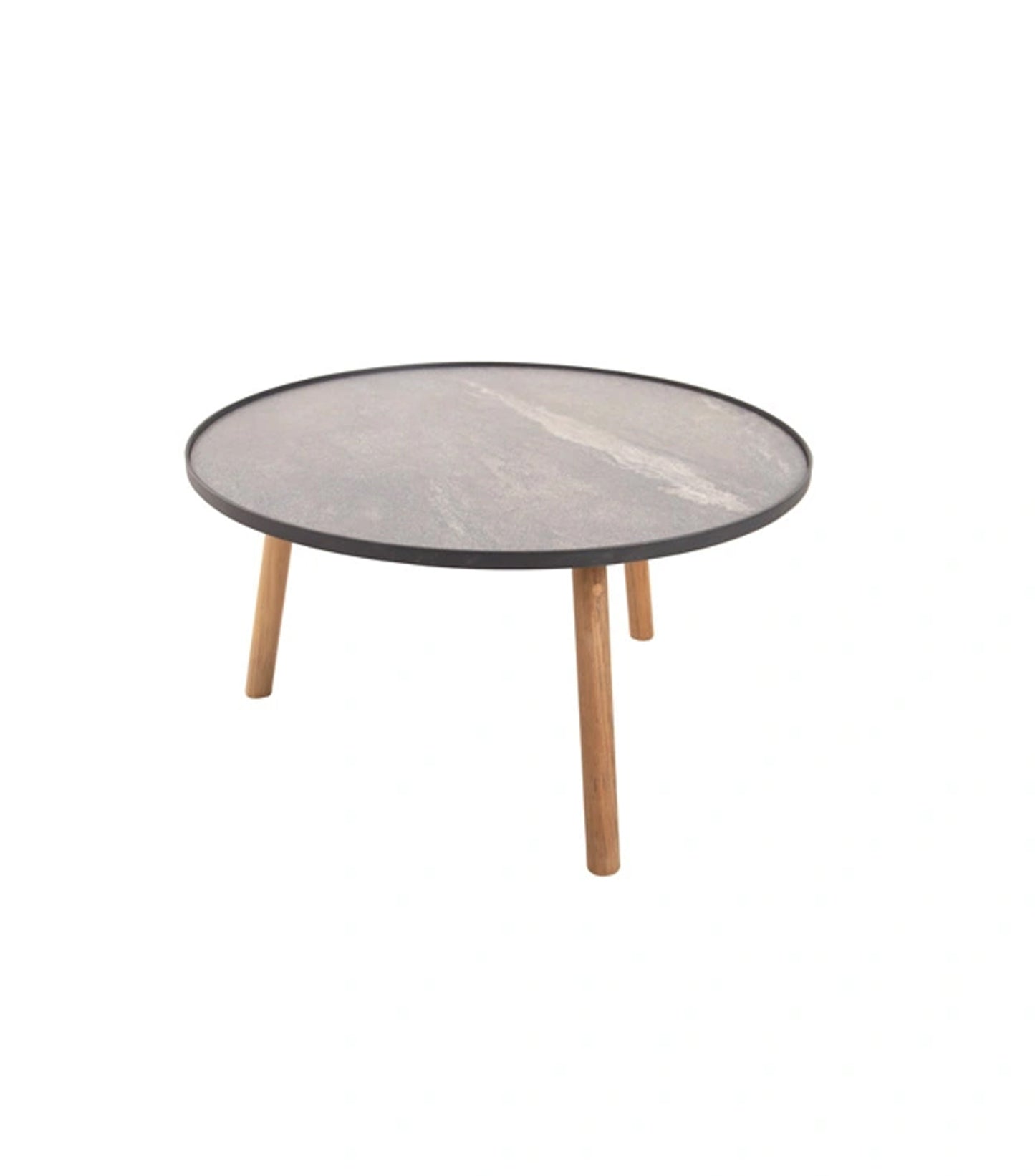 Traditional Teak Couchtisch aus Teakholz Marcella Keramik Ø90 cm