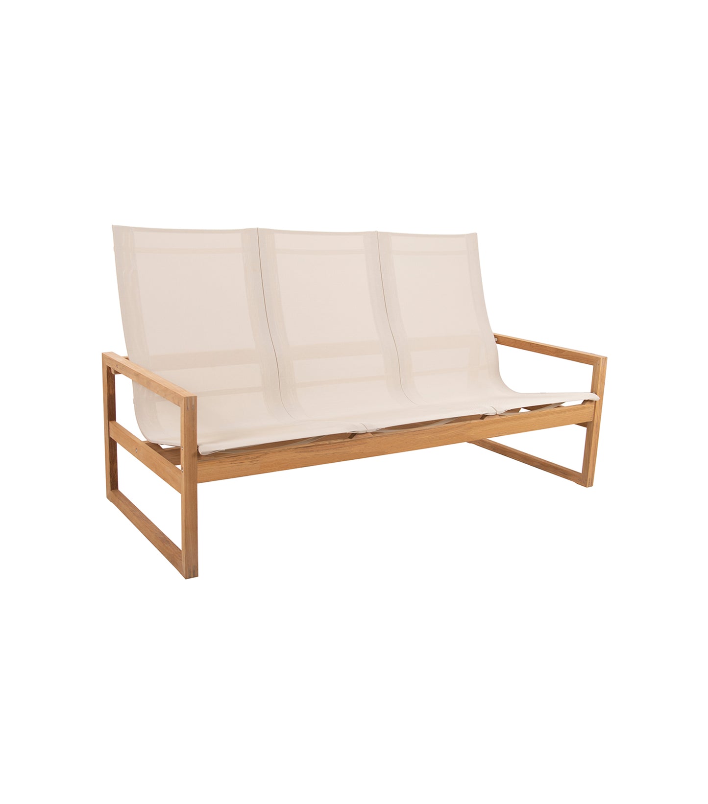 Traditional Teak Sofia Linen Lounge Sofa 3-seater