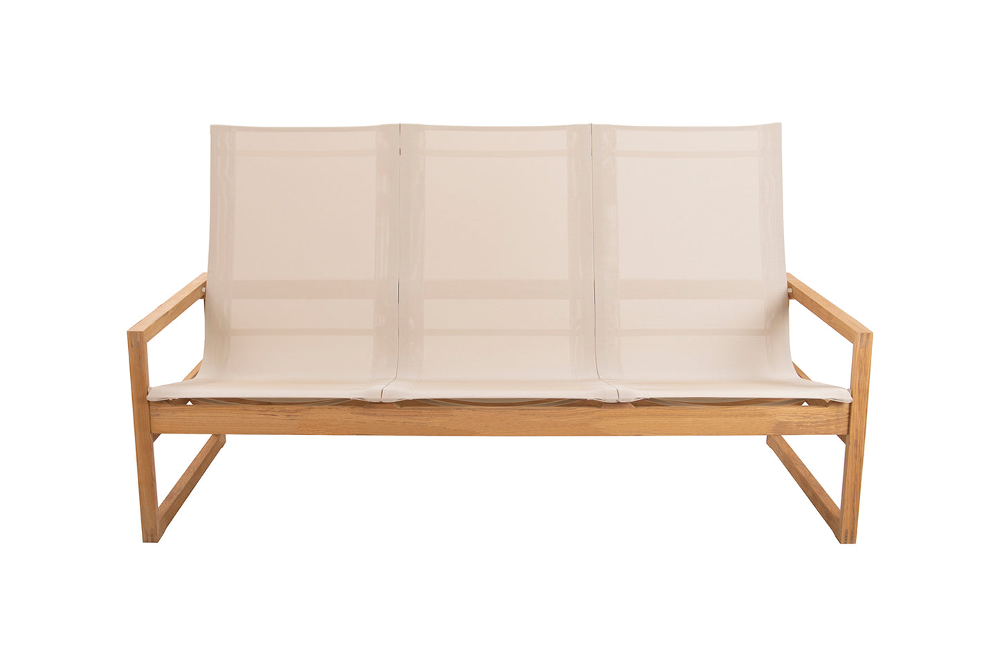 Traditional Teak Sofia Linen Lounge Sofa 3-seater