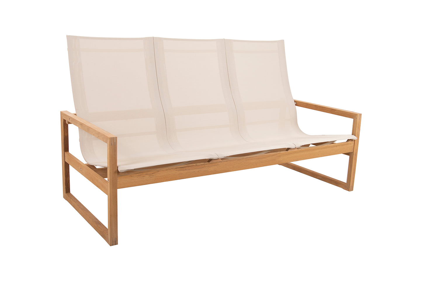 Traditional Teak Sofia Linen Lounge Sofa 3-seater