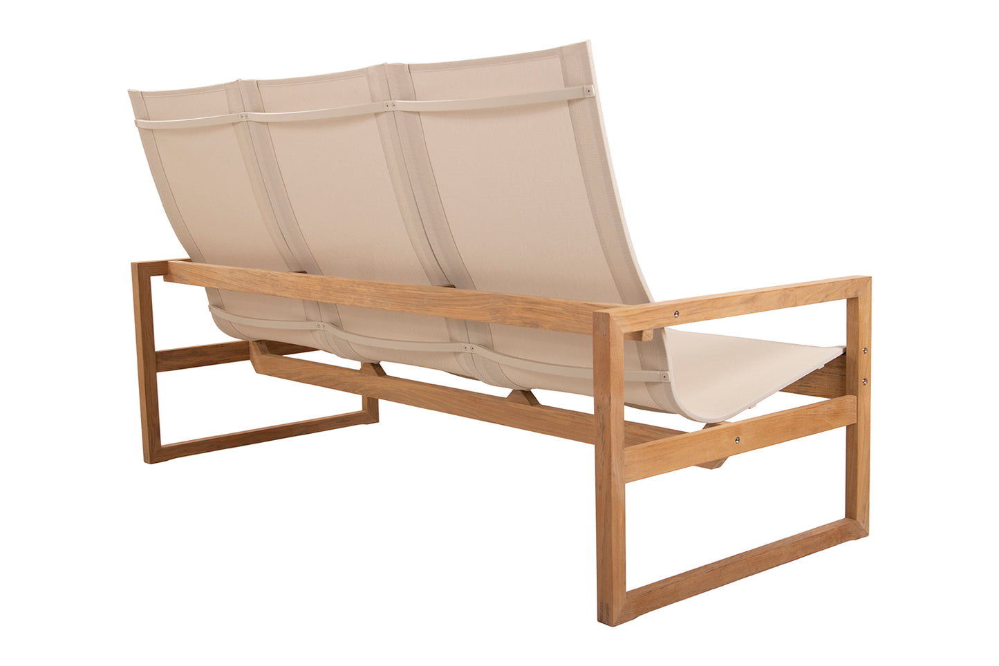 Traditional Teak Sofia Linen Lounge Sofa 3-seater