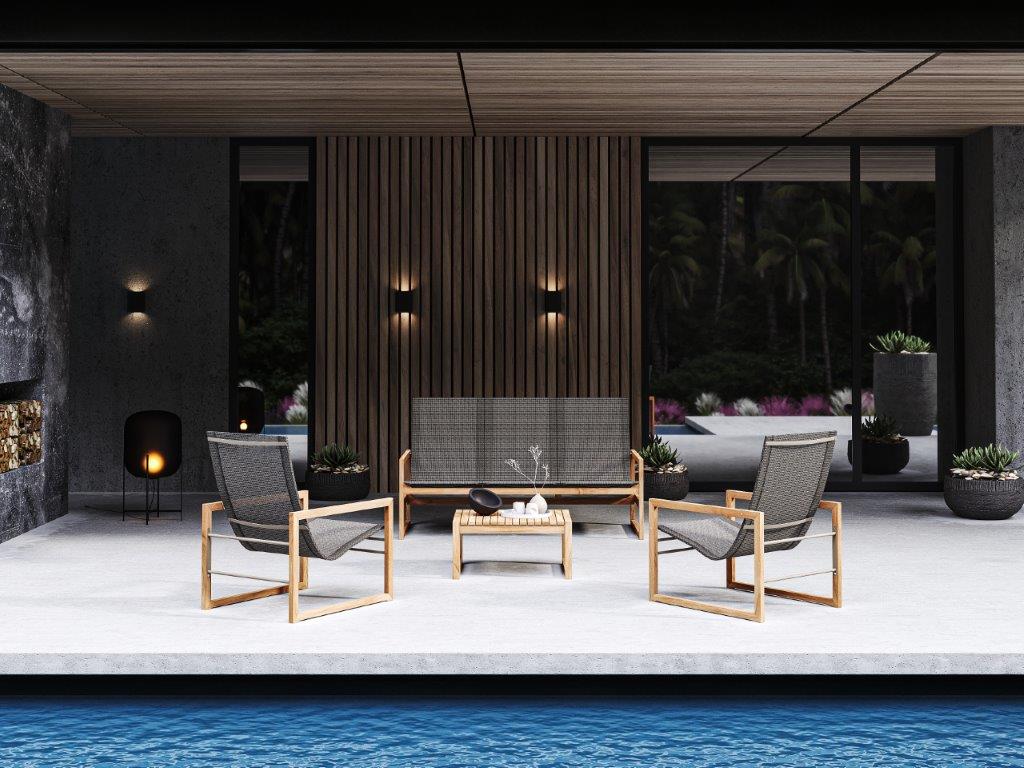 Traditional Teak Sofia Slade Lounge Sofa 3-seater