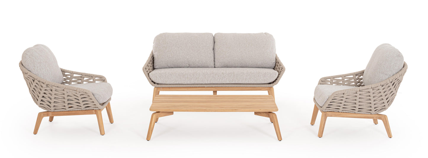 Bizzotto Tamires Beige / Teak Loungestoel