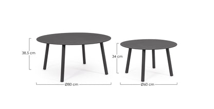 Bizzotto Aminta Antraciet Koffietafel (set van 2)