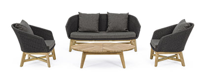 Bizzotto Coachella Antraciet / Teak Loungebank 2-zitter