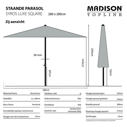 Madison Parasol Syros Luxe 280x280cm Ecru Grade 6
