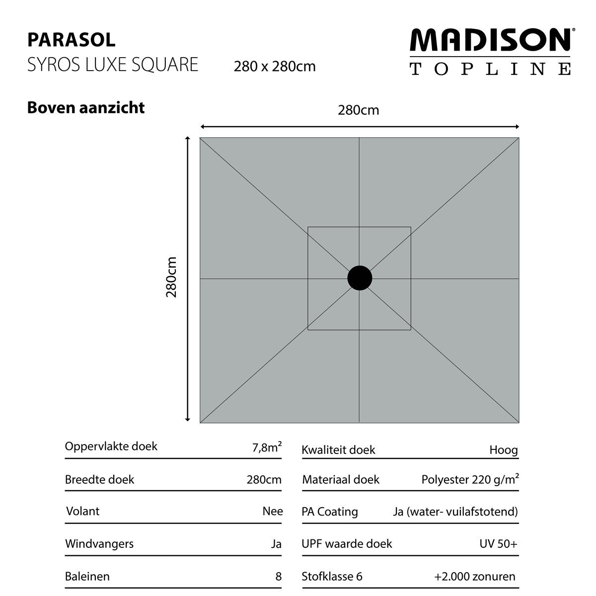 Madison Parasol Syros Luxe 280x280cm Ecru Grade 6