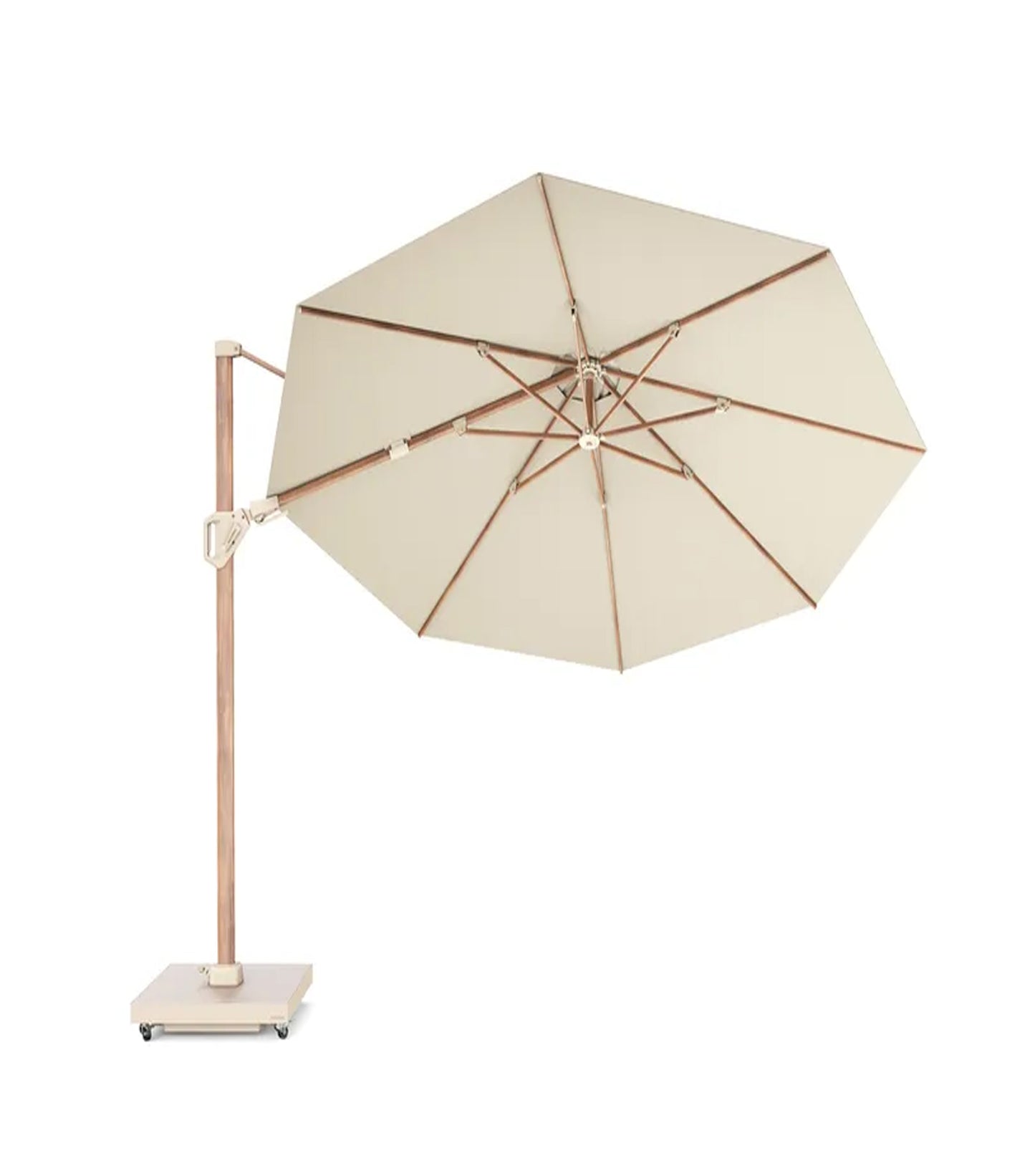 Platinum Challenger T2 premium zweefparasol Ø350 cm Teak/Champagne