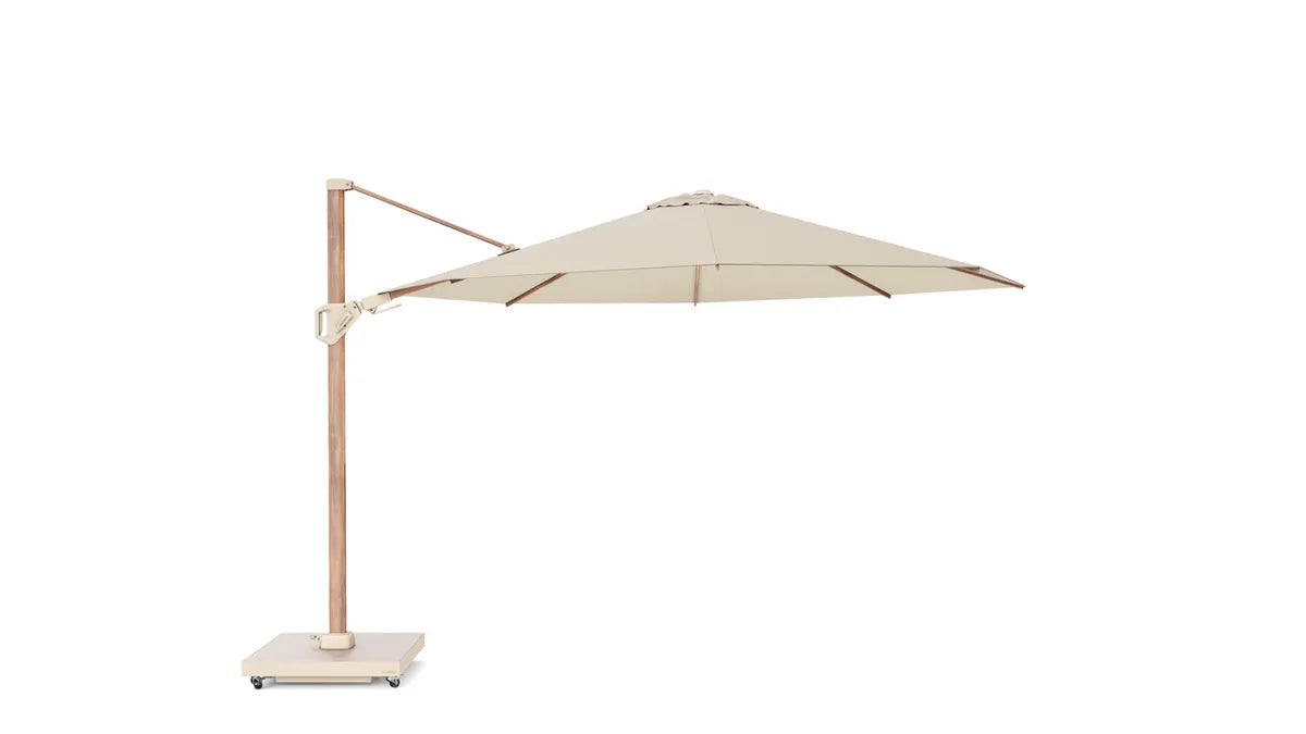 Platinum Challenger T2 premium zweefparasol Ø350 cm Teak/Champagne