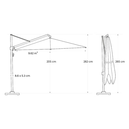 Platinum Challenger T2 premium zweefparasol Ø350 cm Teak/Champagne