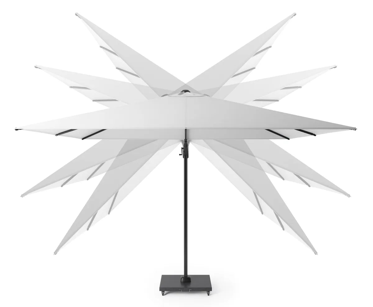 Platinum Challenger T2 premium zweefparasol Ø350 cm Teak/Champagne