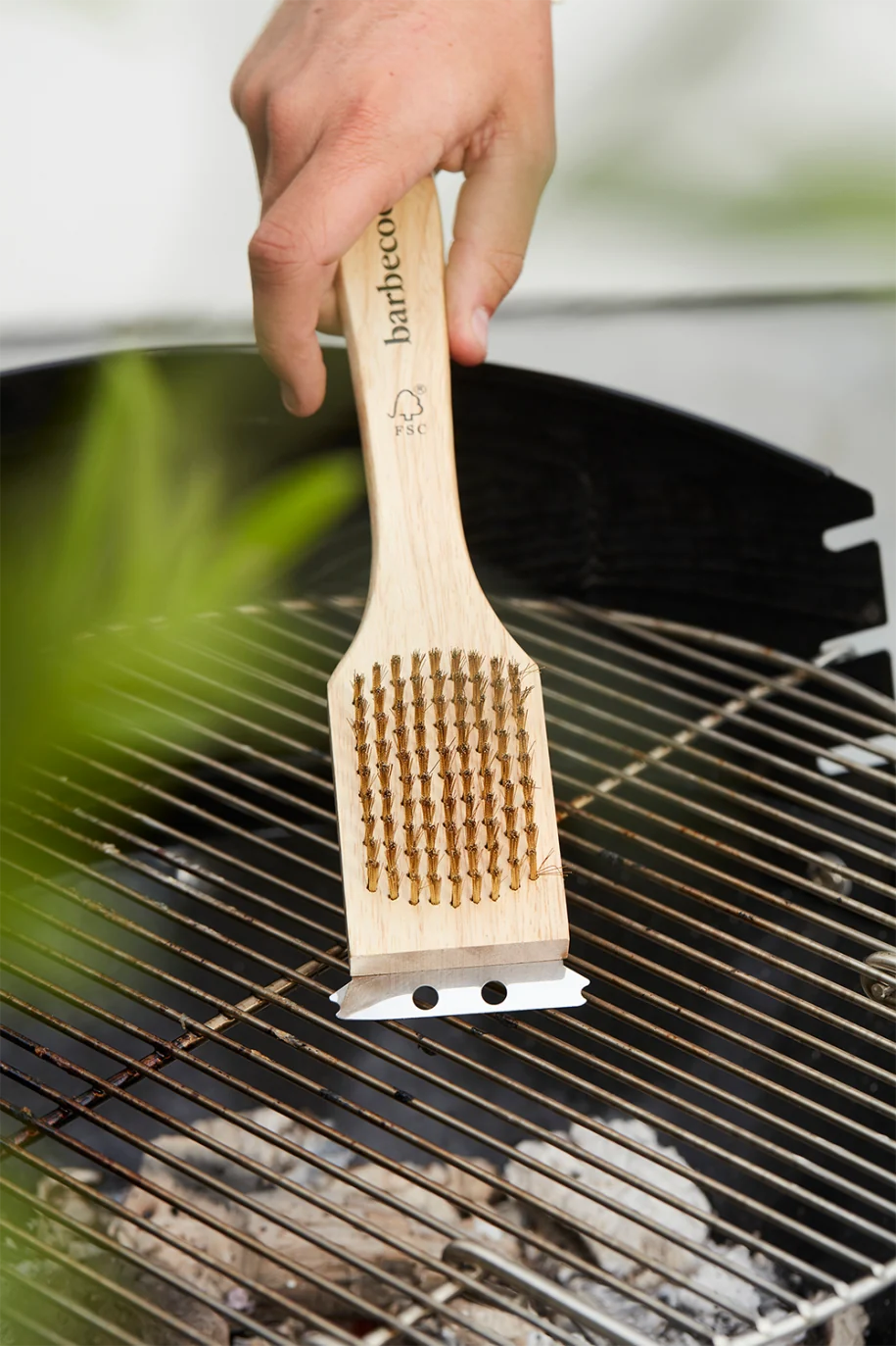 Barbecook Stalenborstel Koper, RVS/Hout